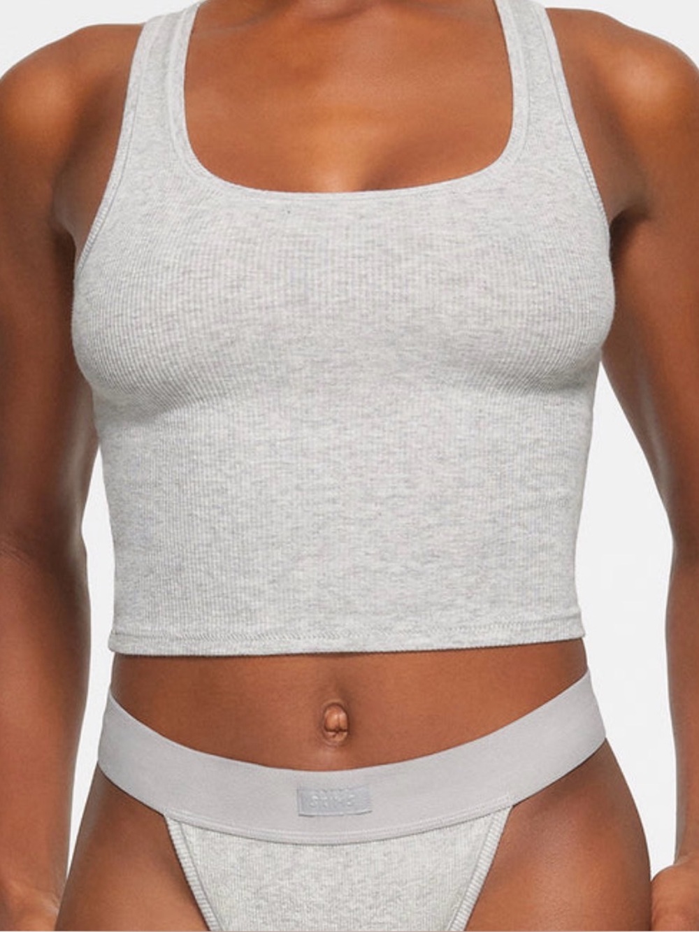 Skims Cotton Rib Tank and Shorts in Grey